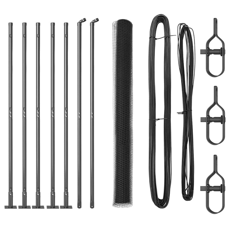 vidaXL Kerítés oszlopokkal Szürke 1.6 x 10 m PVC-bevonatos acél