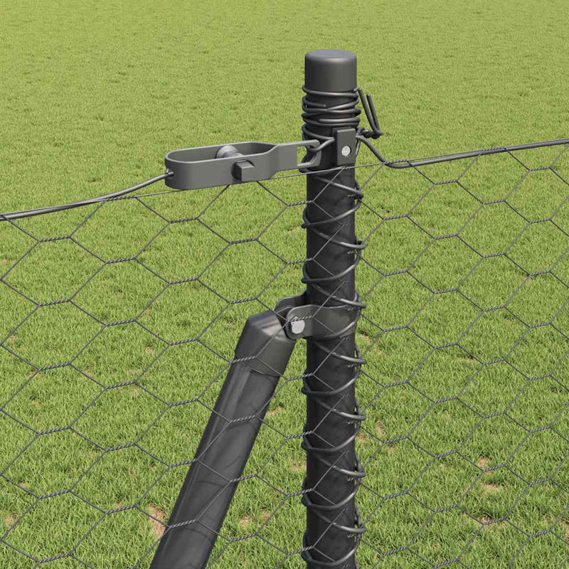 vidaXL Kerítés oszlopokkal Szürke 1.6 x 10 m PVC-bevonatos acél