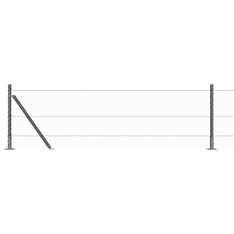 vidaXL Kerítés oszlopokkal Szürke 0.5 x 25 m PVC-bevonatos acél