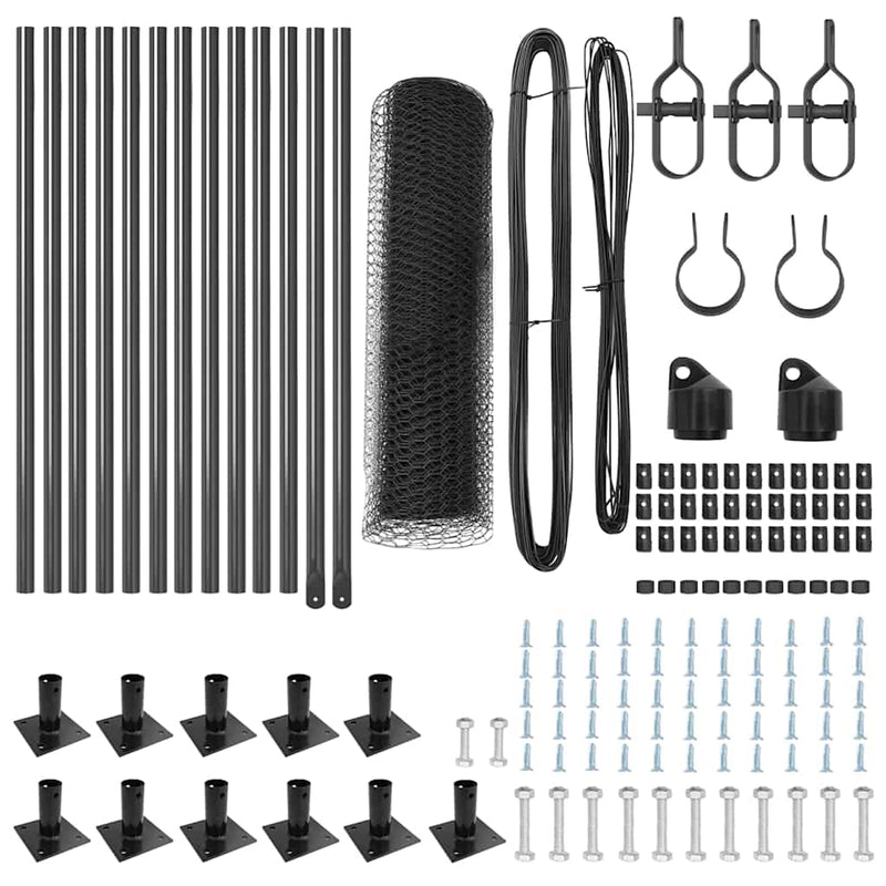 vidaXL Kerítés oszlopokkal Szürke 0,6 x 25 m PVC-bevonatos acél