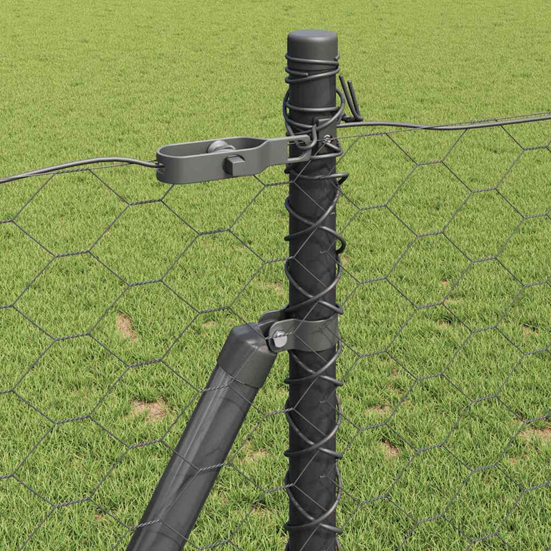 vidaXL Kerítés oszlopokkal Szürke 0.8 x 25 m PVC-bevonatos acél