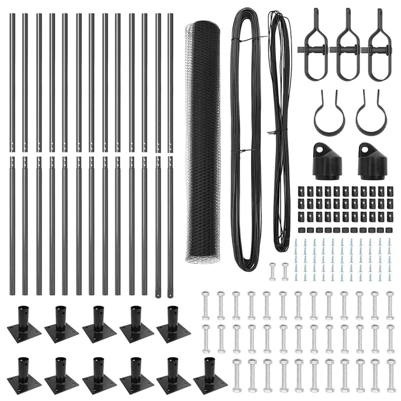 vidaXL Kerítés oszlopokkal Szürke 1.2 x 25 m PVC-bevonatos acél