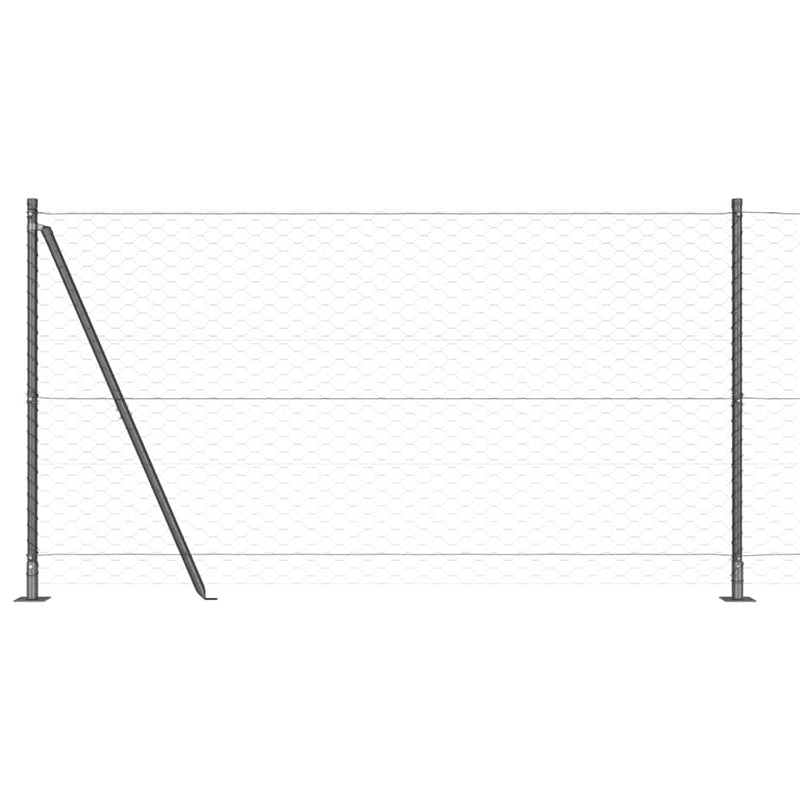 vidaXL Kerítés oszlopokkal Szürke 1.2 x 25 m PVC-bevonatos acél