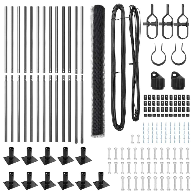 vidaXL Kerítés oszlopokkal Szürke 1.4 x 25 m PVC-bevonatos acél