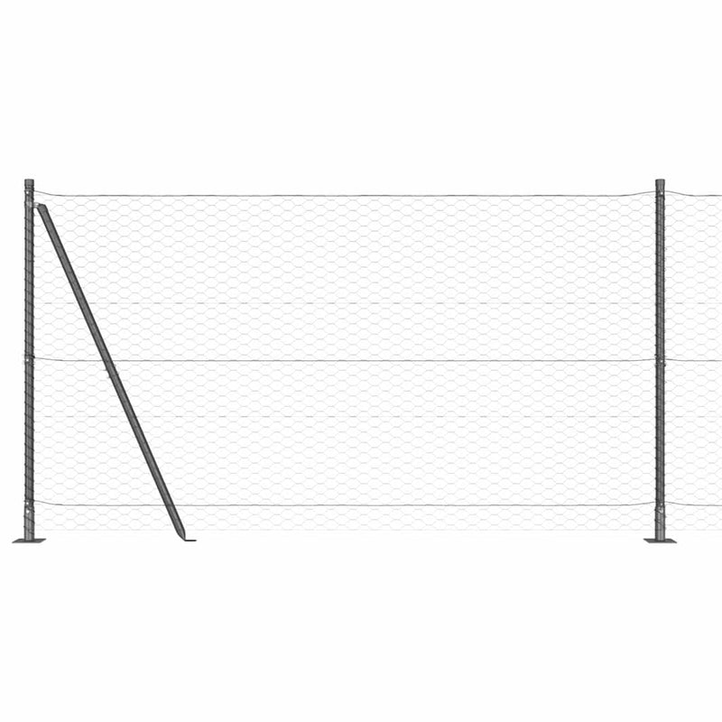 vidaXL Kerítés oszlopokkal Szürke 1.4 x 25 m PVC-bevonatos acél