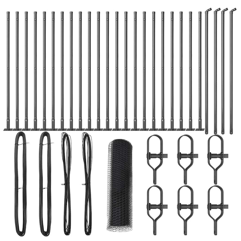 vidaXL Kerítés oszlopokkal Szürke 0.4 x 50 m PVC-bevonatos acél