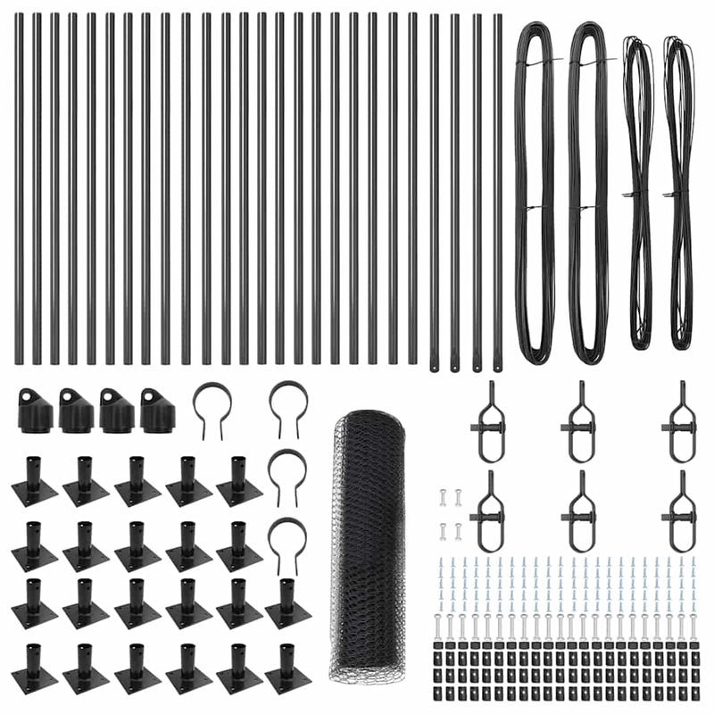 vidaXL Kerítés oszlopokkal Szürke 0.5 x 50 m PVC-bevonatos acél