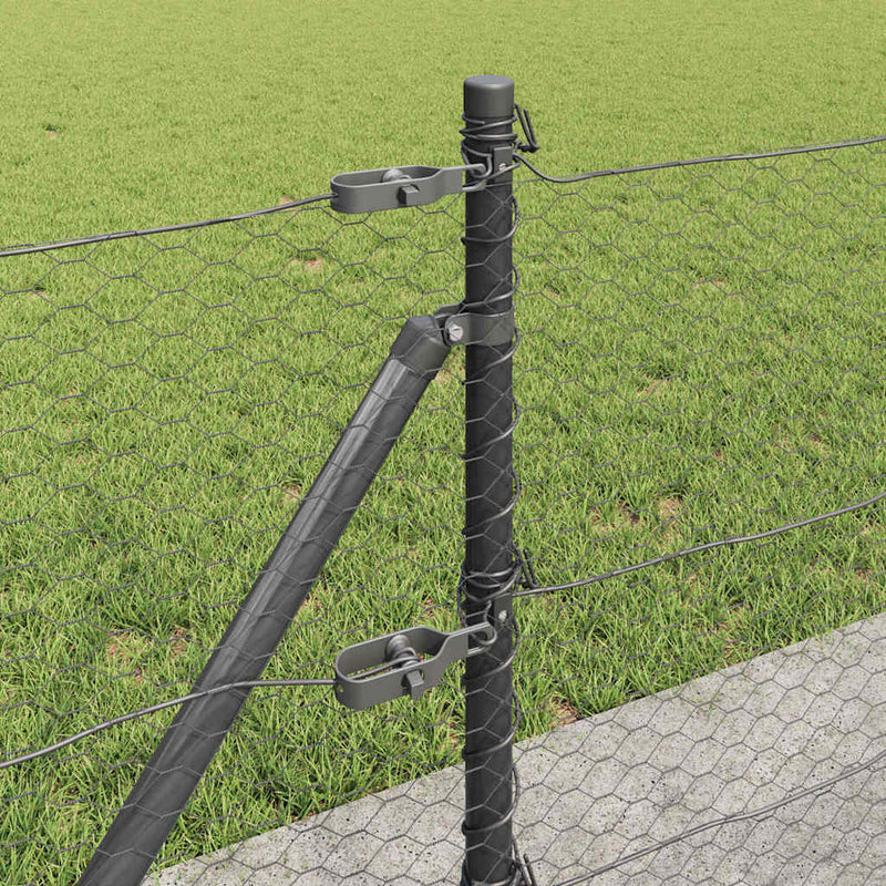 vidaXL Kerítés oszlopokkal Szürke 0.6 x 50 m PVC-bevonatos acél