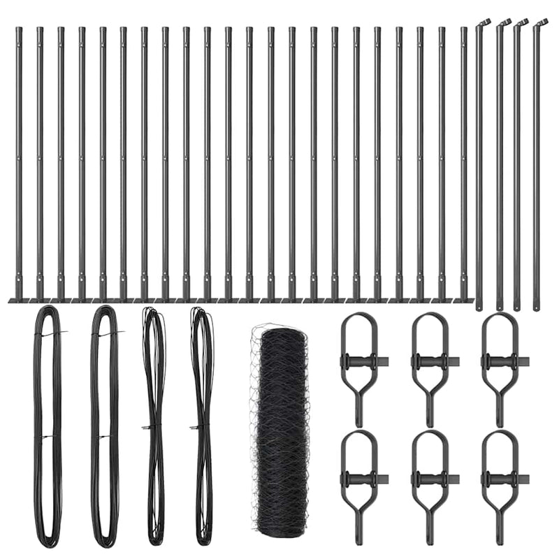 vidaXL Kerítés oszlopokkal Szürke 0.8 x 50 m PVC-bevonatos acél