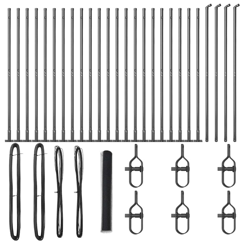 vidaXL Kerítés oszlopokkal Szürke 1.2 x 50 m PVC-bevonatos acél