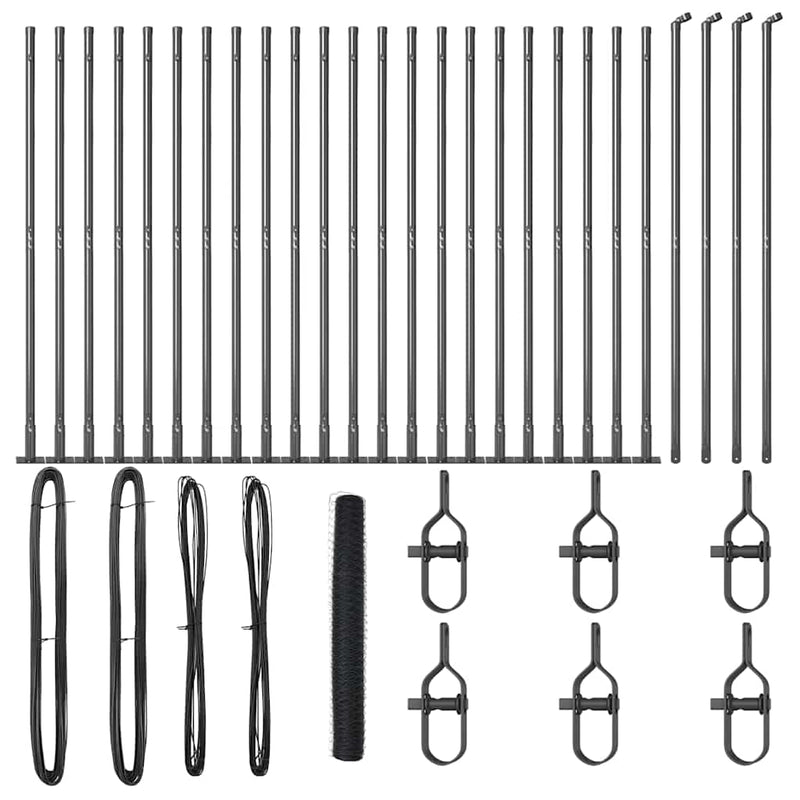 vidaXL Kerítés oszlopokkal Szürke 1.2 x 50 m PVC-bevonatos acél