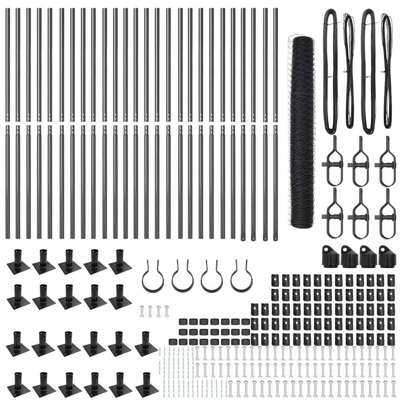 vidaXL Kerítés oszlopokkal Szürke 1.2 x 50 m PVC-bevonatos acél