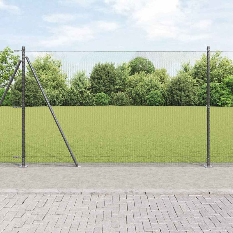 vidaXL Kerítés oszlopokkal Szürke 1.4 x 50 m PVC-bevonatos acél