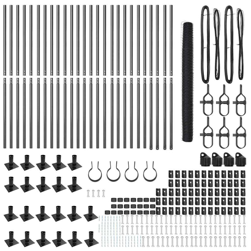 vidaXL Kerítés oszlopokkal Szürke 1.4 x 50 m PVC-bevonatos acél