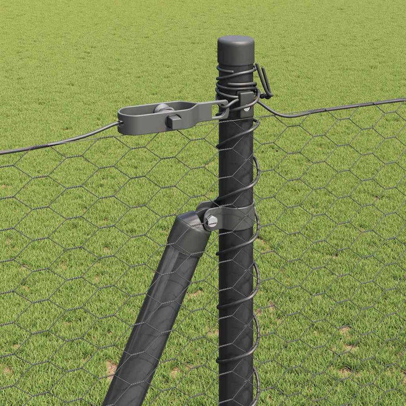 vidaXL Kerítés oszlopokkal Szürke 1.5 x 50 m PVC-bevonatos acél