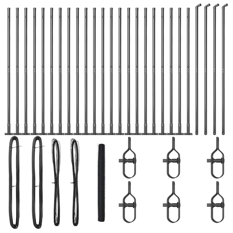 vidaXL Kerítés oszlopokkal Szürke 1.5 x 50 m PVC-bevonatos acél