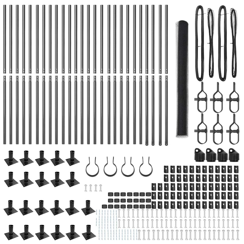 vidaXL Kerítés oszlopokkal Szürke 1.6 x 50 m PVC-bevonatos acél