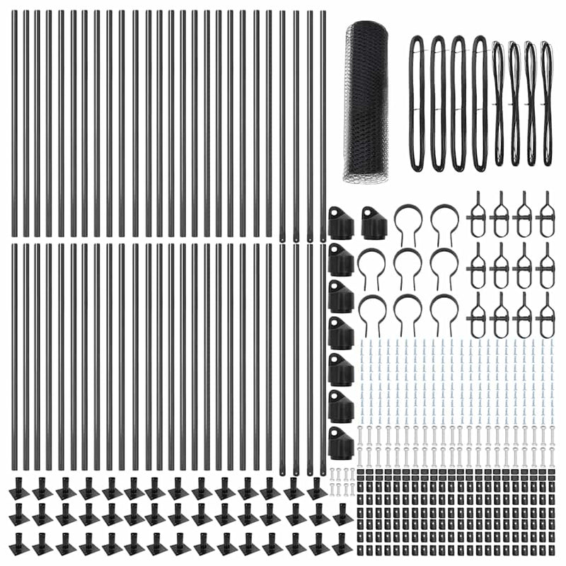 vidaXL Kerítés oszlopokkal Szürke 0.6 x 100 m PVC-bevonatos acél
