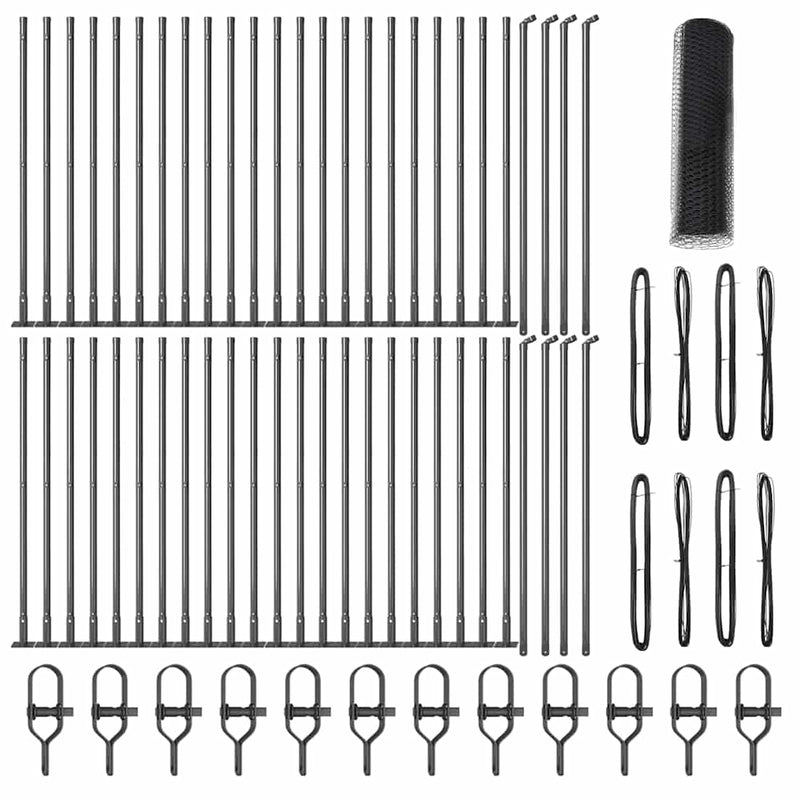 vidaXL Kerítés oszlopokkal Szürke 1 x 100 m PVC-bevonatos acél