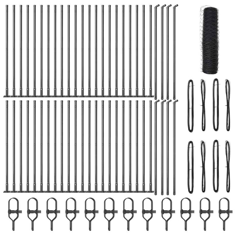 vidaXL Kerítés oszlopokkal Szürke 1 x 100 m PVC-bevonatos acél