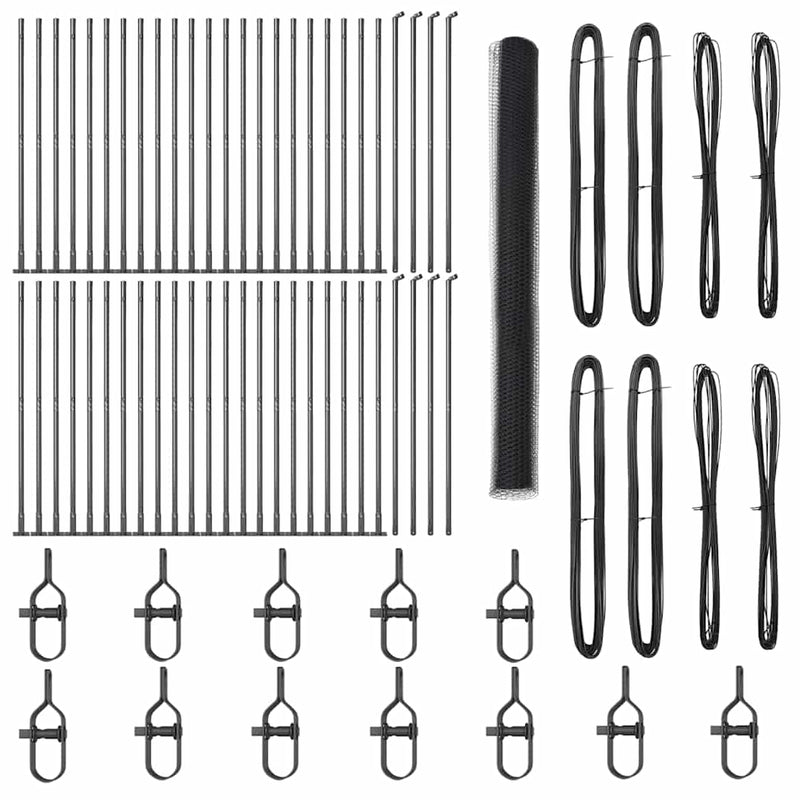 vidaXL Kerítés oszlopokkal Szürke 1.5 x 100 m PVC-bevonatos acél