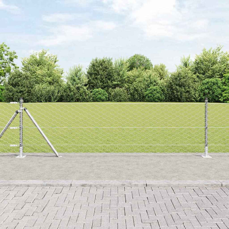 vidaXL Kerítés oszlopokkal Ezüst 0,4 x 10 m PVC-bevonatos acél