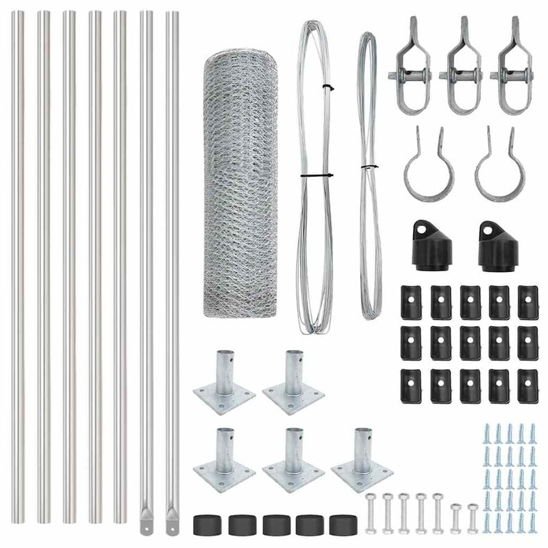 vidaXL Kerítés oszlopokkal Ezüst 0.5 x 10 m PVC-bevonatos acél