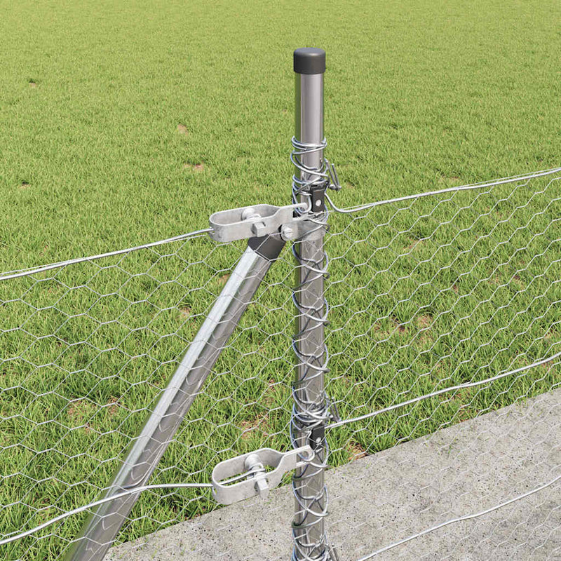 vidaXL Kerítés oszlopokkal Ezüst 0.5 x 10 m PVC-bevonatos acél