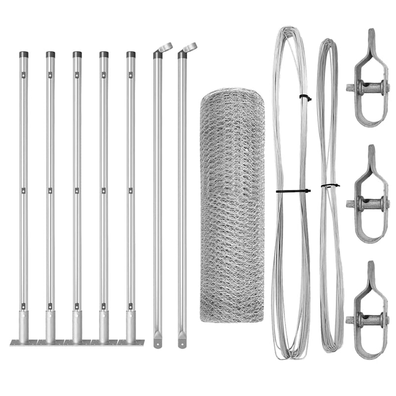 vidaXL Kerítés oszlopokkal Ezüst 0,6 x 10 m PVC-bevonatos acél