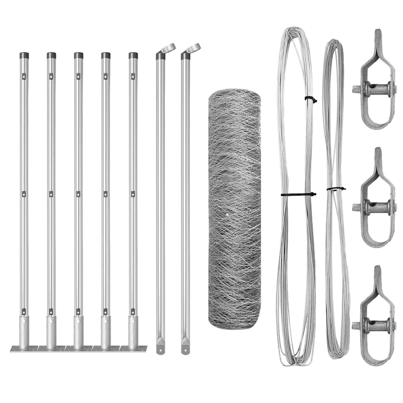 vidaXL Kerítés oszlopokkal Ezüst 0,6 x 10 m PVC-bevonatos acél