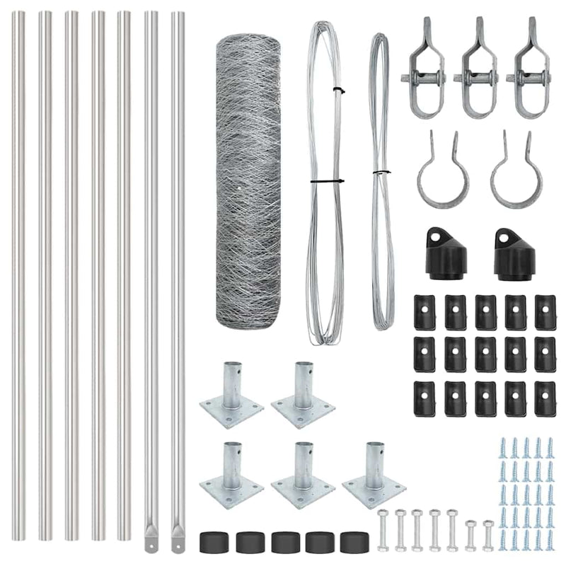 vidaXL Kerítés oszlopokkal Ezüst 0,6 x 10 m PVC-bevonatos acél