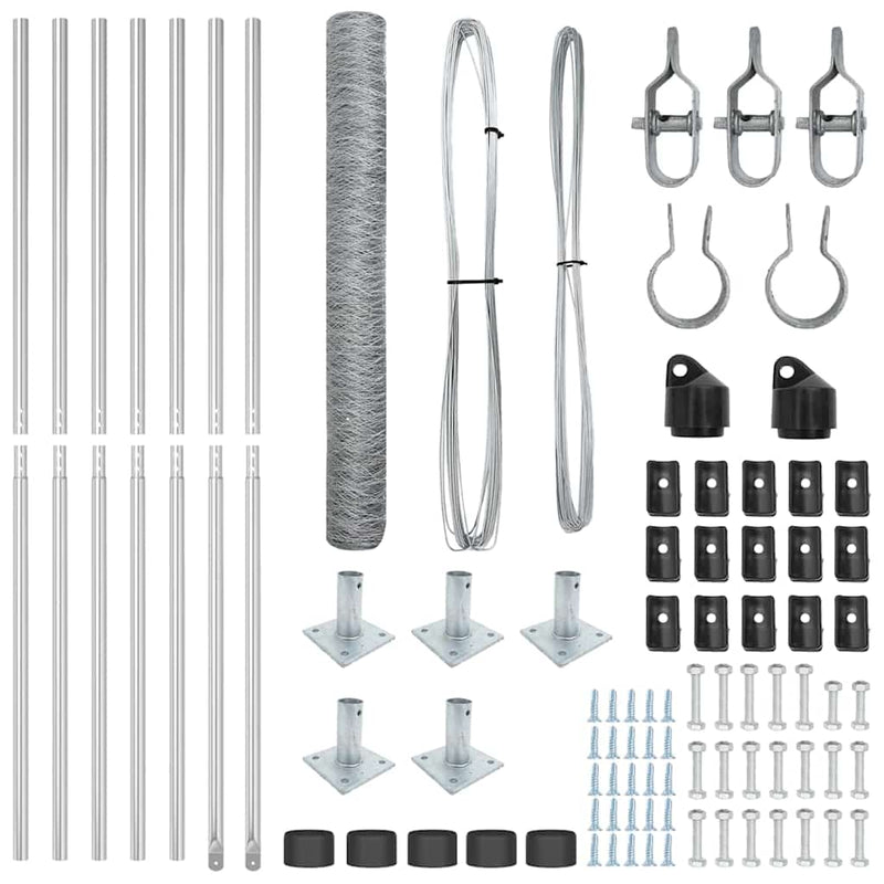 vidaXL Kerítés oszlopokkal Ezüst 0.8 x 10 m PVC-bevonatos acél