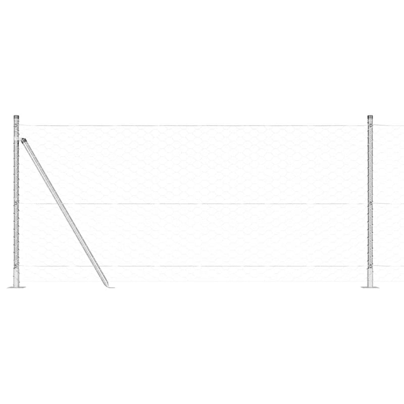 vidaXL Kerítés oszlopokkal Ezüst 0.8 x 10 m PVC-bevonatos acél