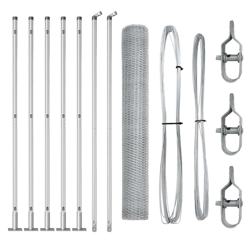 vidaXL Kerítés oszlopokkal Ezüst 1 x 10 m PVC-bevonatos acél