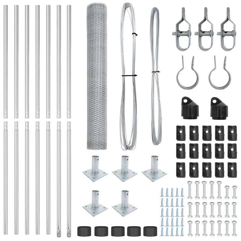 vidaXL Kerítés oszlopokkal Ezüst 1 x 10 m PVC-bevonatos acél