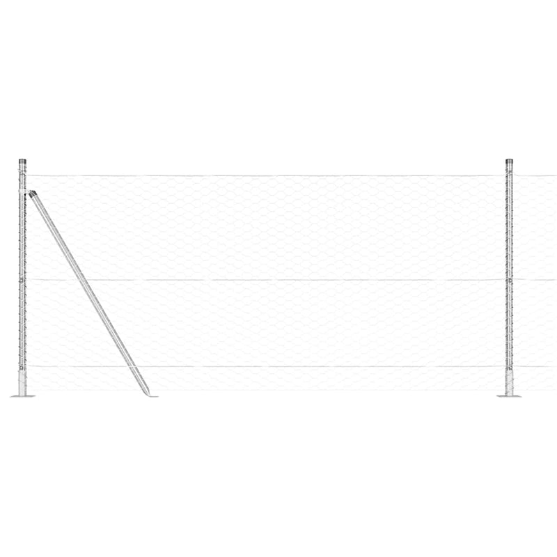 vidaXL Kerítés oszlopokkal Ezüst 1 x 10 m PVC-bevonatos acél