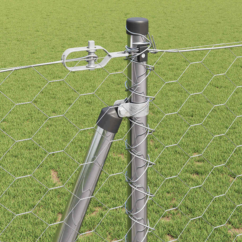 vidaXL Kerítés oszlopokkal Ezüst 1.2 x 10 m PVC-bevonatos acél