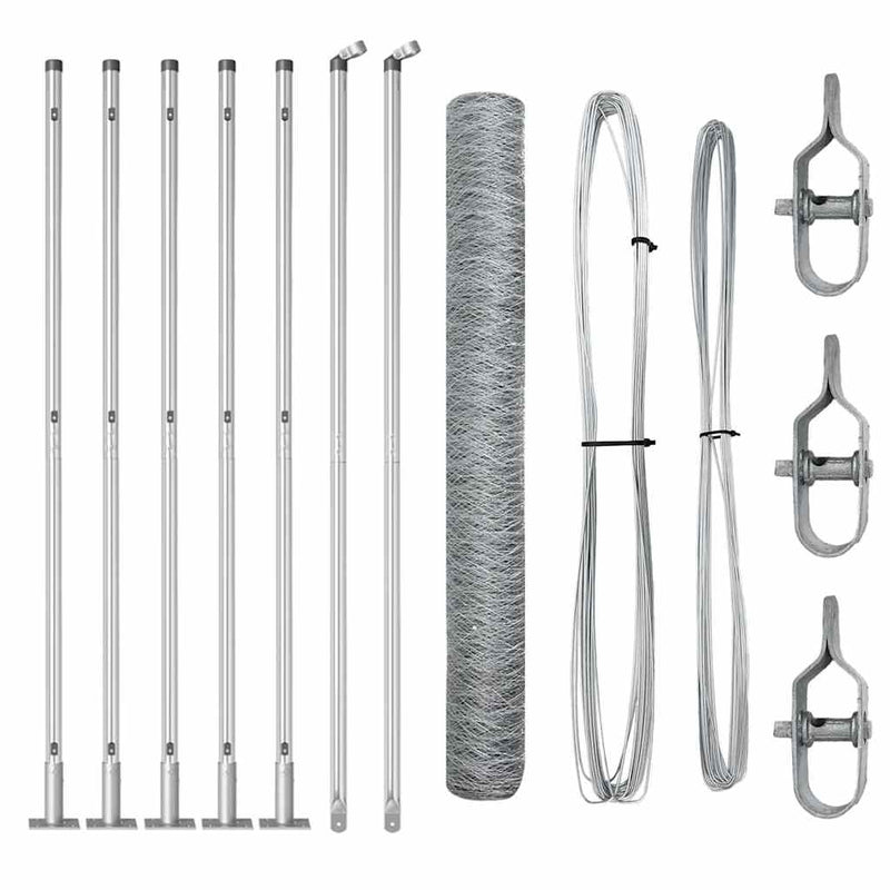 vidaXL Kerítés oszlopokkal Ezüst 1.2 x 10 m PVC-bevonatos acél