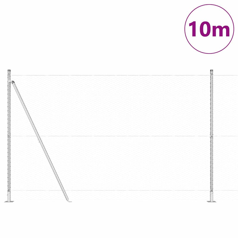 vidaXL Kerítés oszlopokkal Ezüst 1.5 x 10 m PVC-bevonatos acél