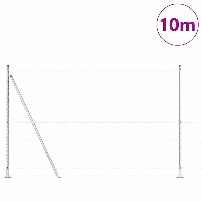 vidaXL Kerítés oszlopokkal Ezüst 1.5 x 10 m PVC-bevonatos acél