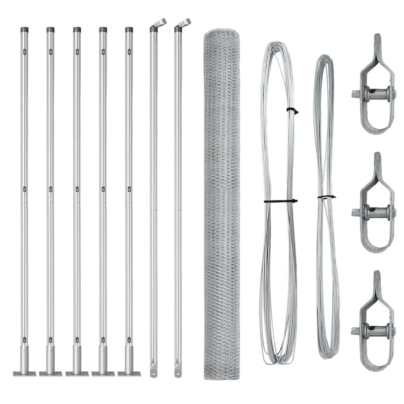 vidaXL Kerítés oszlopokkal Ezüst 1.6 x 10 m PVC-bevonatos acél