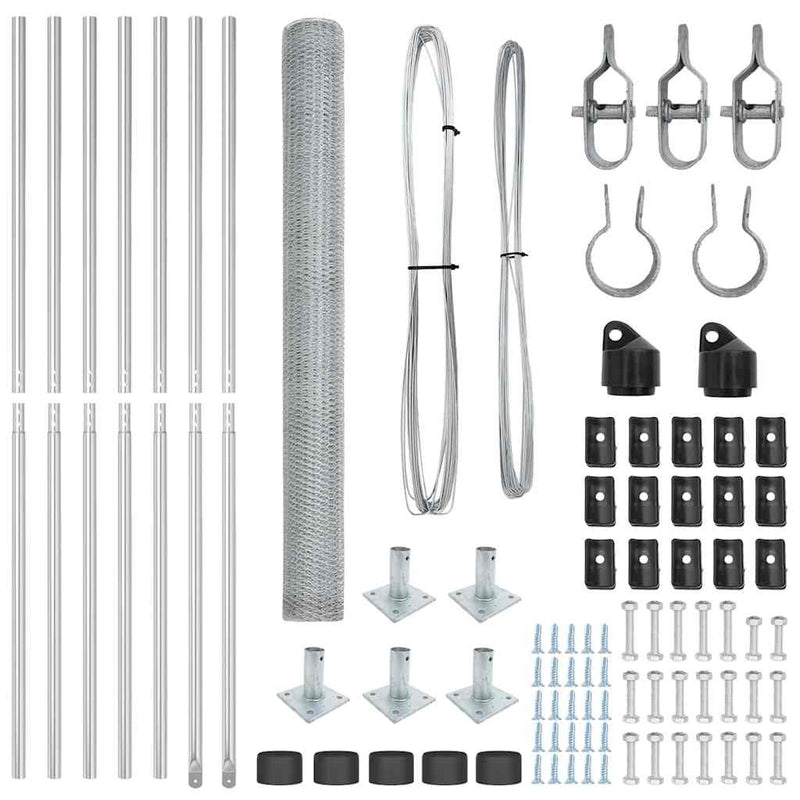 vidaXL Kerítés oszlopokkal Ezüst 1.6 x 10 m PVC-bevonatos acél