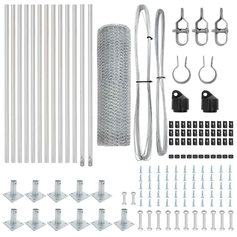 vidaXL Kerítés oszlopokkal Ezüst 0,4 x 25 m PVC-bevonatos acél