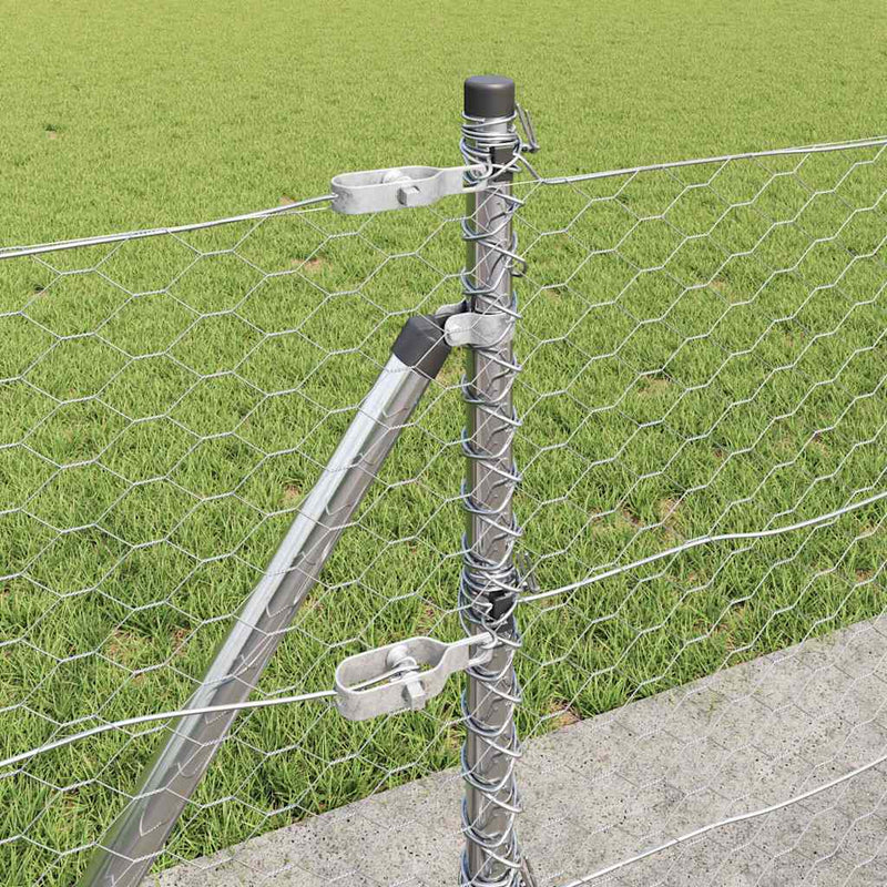 vidaXL Kerítés oszlopokkal Ezüst 0.5 x 25 m PVC-bevonatos acél