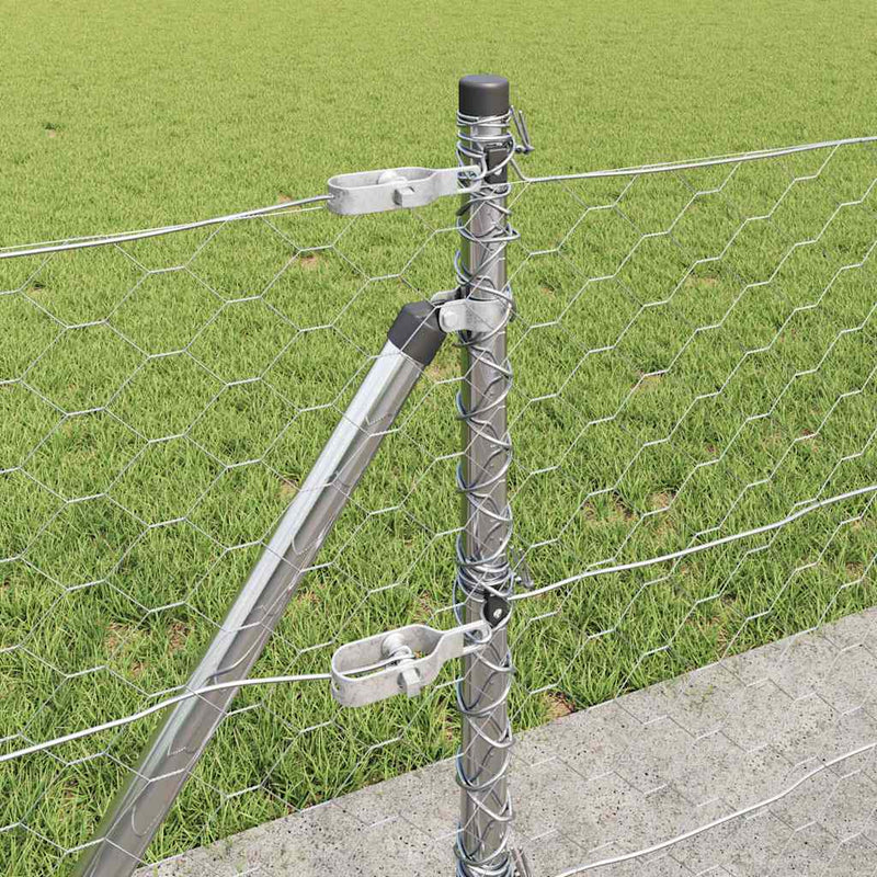 vidaXL Kerítés oszlopokkal Ezüst 0.5 x 25 m PVC-bevonatos acél