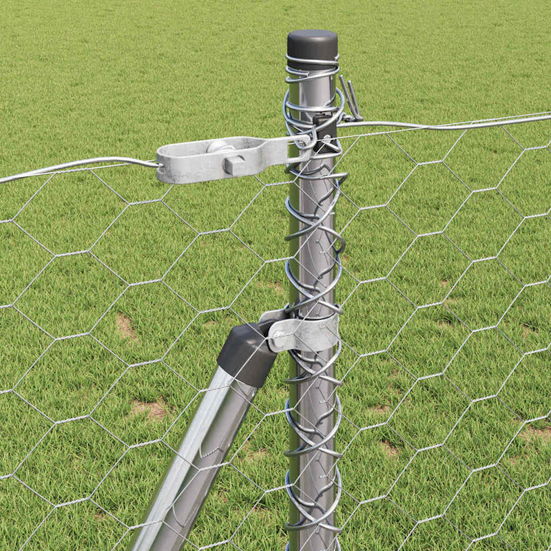 vidaXL Kerítés oszlopokkal Ezüst 0.8 x 25 m PVC-bevonatos acél