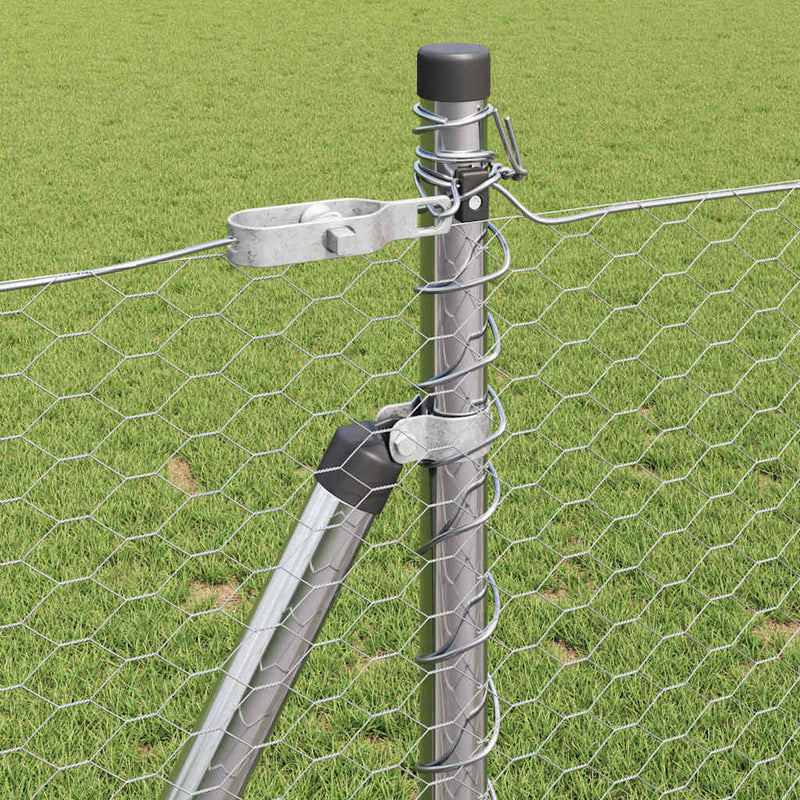 vidaXL Kerítés oszlopokkal Ezüst 1 x 25 m PVC-bevonatos acél