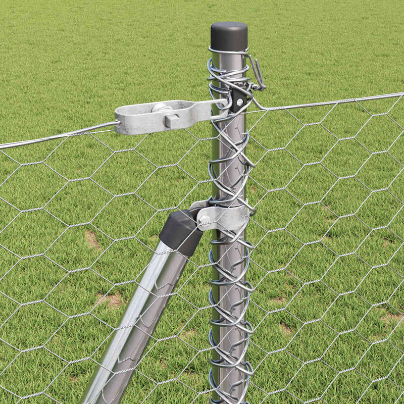 vidaXL Kerítés oszlopokkal Ezüst 1 x 25 m PVC-bevonatos acél