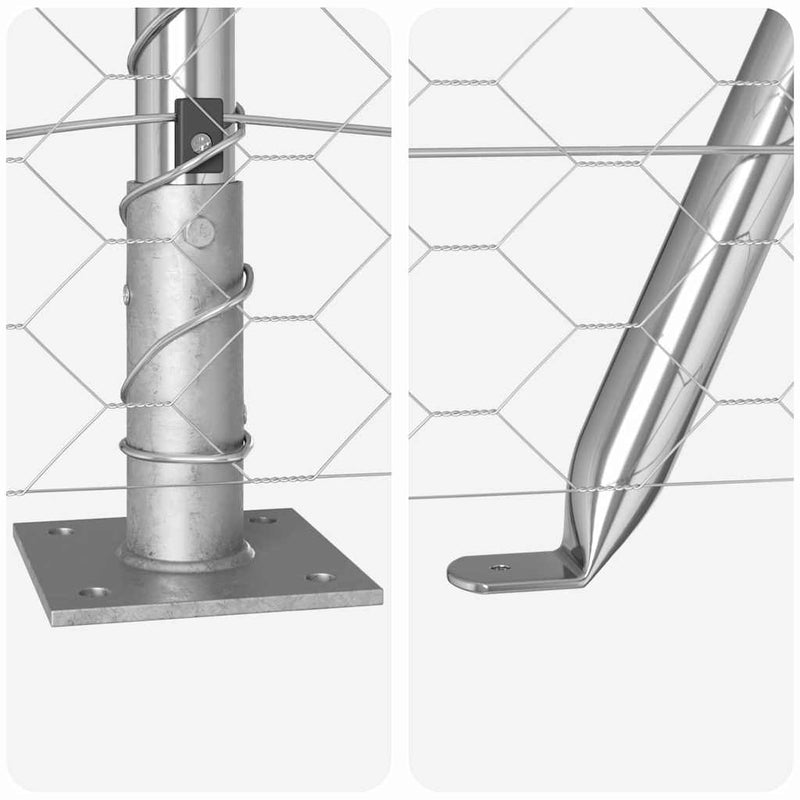 vidaXL Kerítés oszlopokkal Ezüst 1 x 25 m PVC-bevonatos acél