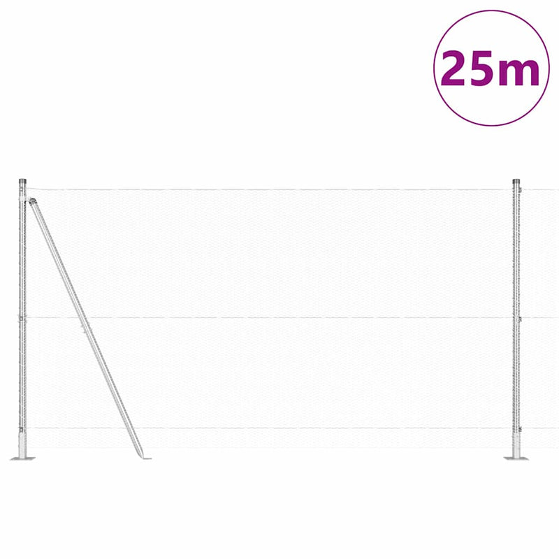 vidaXL Kerítés oszlopokkal Ezüst 1.2 x 25 m PVC-bevonatos acél
